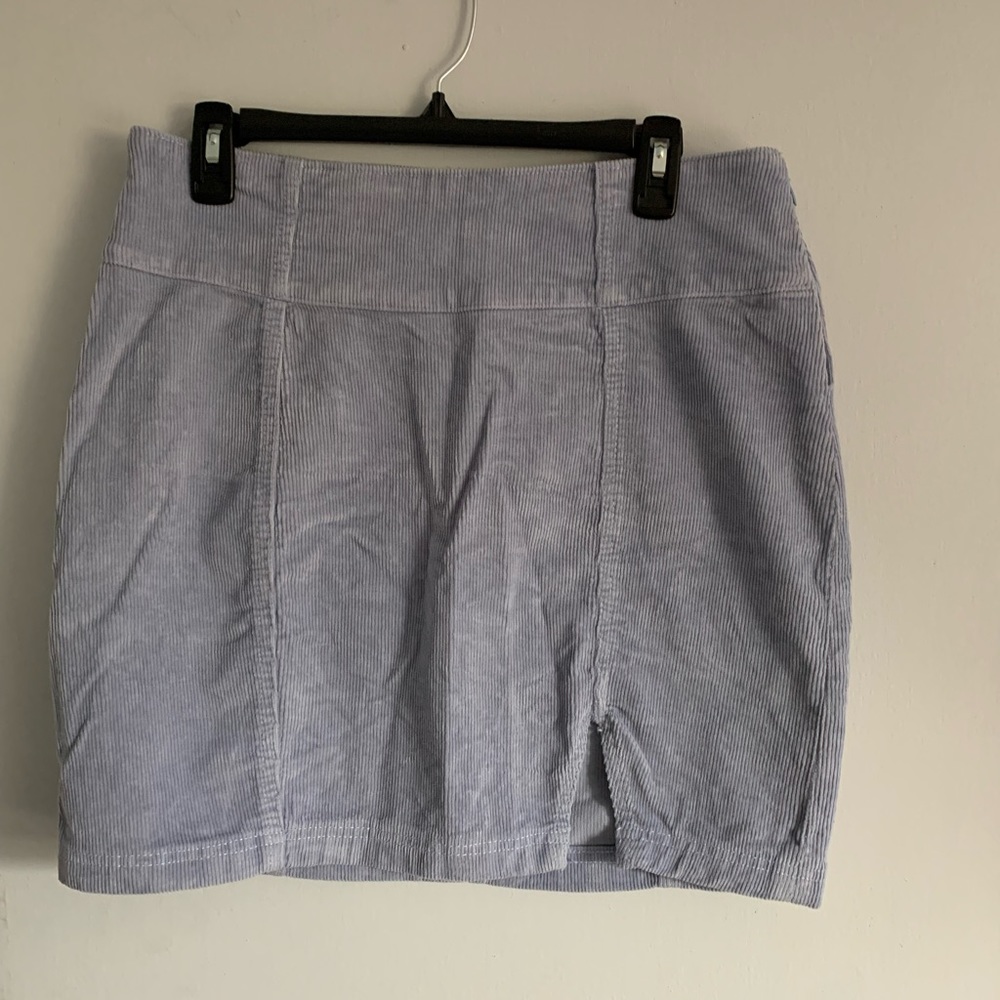 So Blue/Light Purple Ribbed Velvet Pencil Skirt w/slit